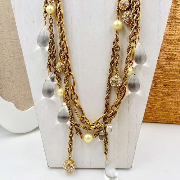 J. Crew Jewelry - J. CREW GOLD GLASS BAUBLES PEARLS NECKLACE